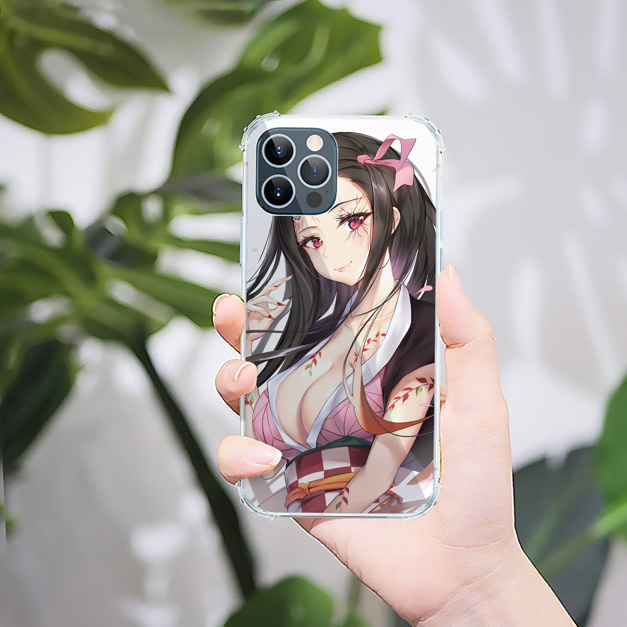 （画像用） 鬼滅の刃（きめつのやいば）竈門 禰󠄀豆子／かまど ねずこ Kamado Nezuko 【iPhone 12シリーズ対応】透明スマホケース（クリアソフトケース）